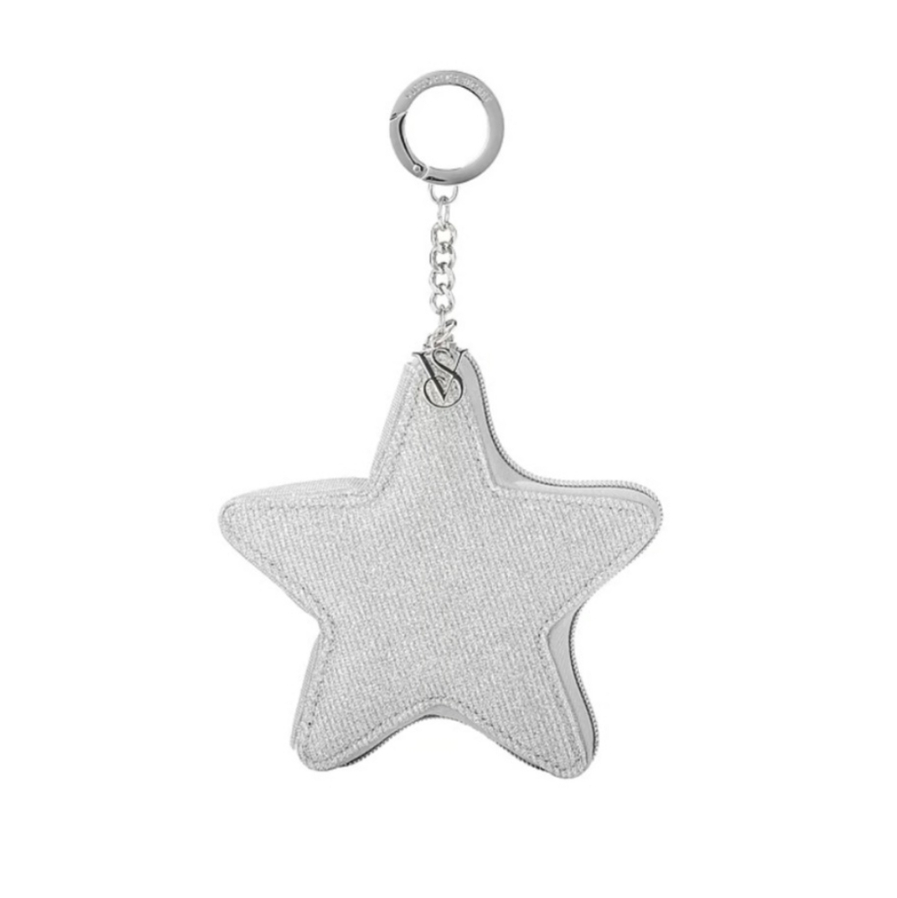 Victoria Secret Silver Star Pouch Keychain NWT
